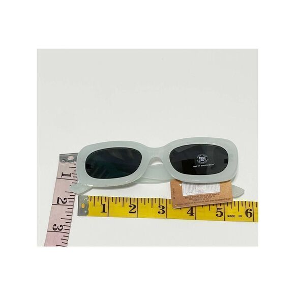 True Craft Small Rectangle Sunglasses Light Blue Transparent Frame Black Lenses‎ - Picture 5 of 8